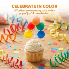 Multi-Color Plastic Balloon Cake Toppers, Mini Balloon Garland Reusable Decor…