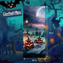 Halloween Decorations Horror Moon Night Pumpkins Bats Door Cover Banner 71X29.5″
