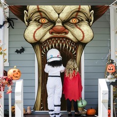 Clown Vampire Banner Backdrop Scary Horror Creepy Theme Multi