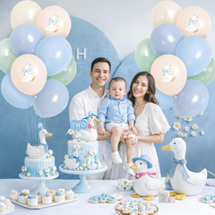 One Silly Goose Birthday Decor Balloons for Boy, 60PCS 12 Inch Pastel Blue Green