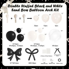 Black Bow Birthday Decorations,187Pcs Black and White Balloon Arch Kit with C…