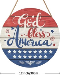 Durable 12″ Round Patriotic Wreath for Memorial Day & 4th of July Celebrations