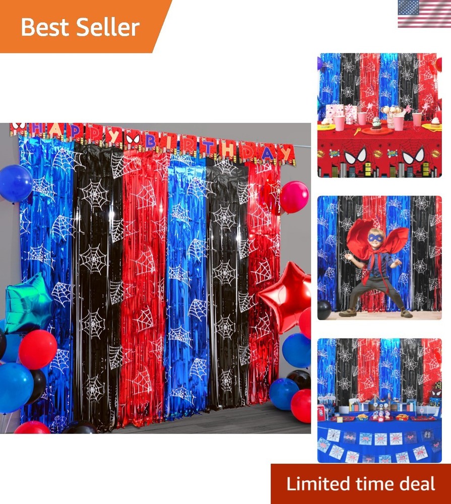 Spider Web Birthday Decorations, 2 Pack Spider Party Supplies 3.3×6.6ft Tinse…