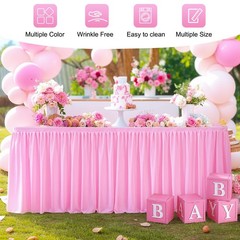 Party Talk 2-Packs Pink Polyester Fitted Tablecloths for 6ft Rectangle Tables