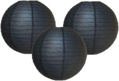 Reusable 14” Black Paper Lanterns – Set of 3, Perfect for Elegant Party Decor