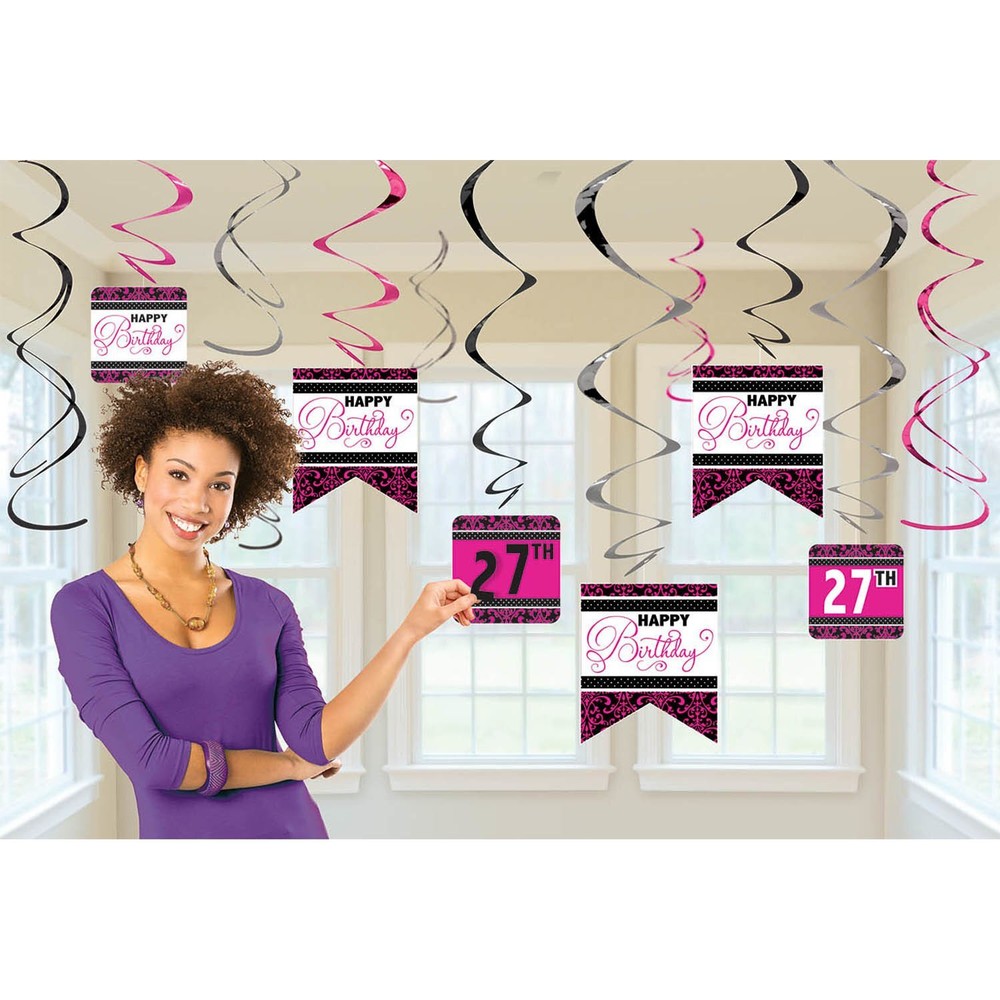 Born to Be Fabulous Modern Pink Birthday Party Customizable Swirl Decorations