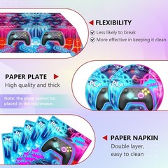 41pc Video Game Party Decorations Tableware Supplies Set Includes Partyware