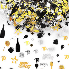 3000 Piece Birthday & Anniversary Confetti – 70Th Style, Black, Gold & Silver Pa