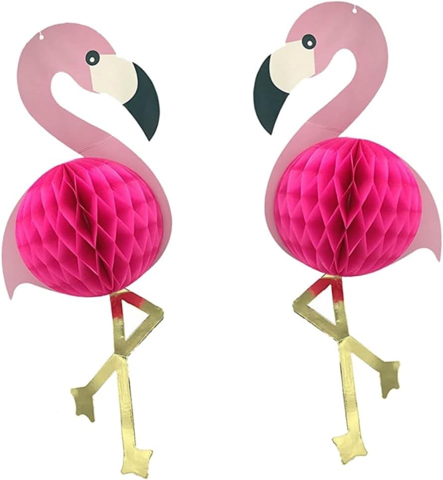 2 Large Pink Flamingo Cut Outs 20″ Jointed Hanging Beach Party Decoration Luau