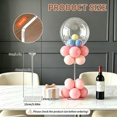 HONTUU 6 Pack Clear Acrylic Balloon Stand Kit, 15.75 Inch Reusable Balloon St…