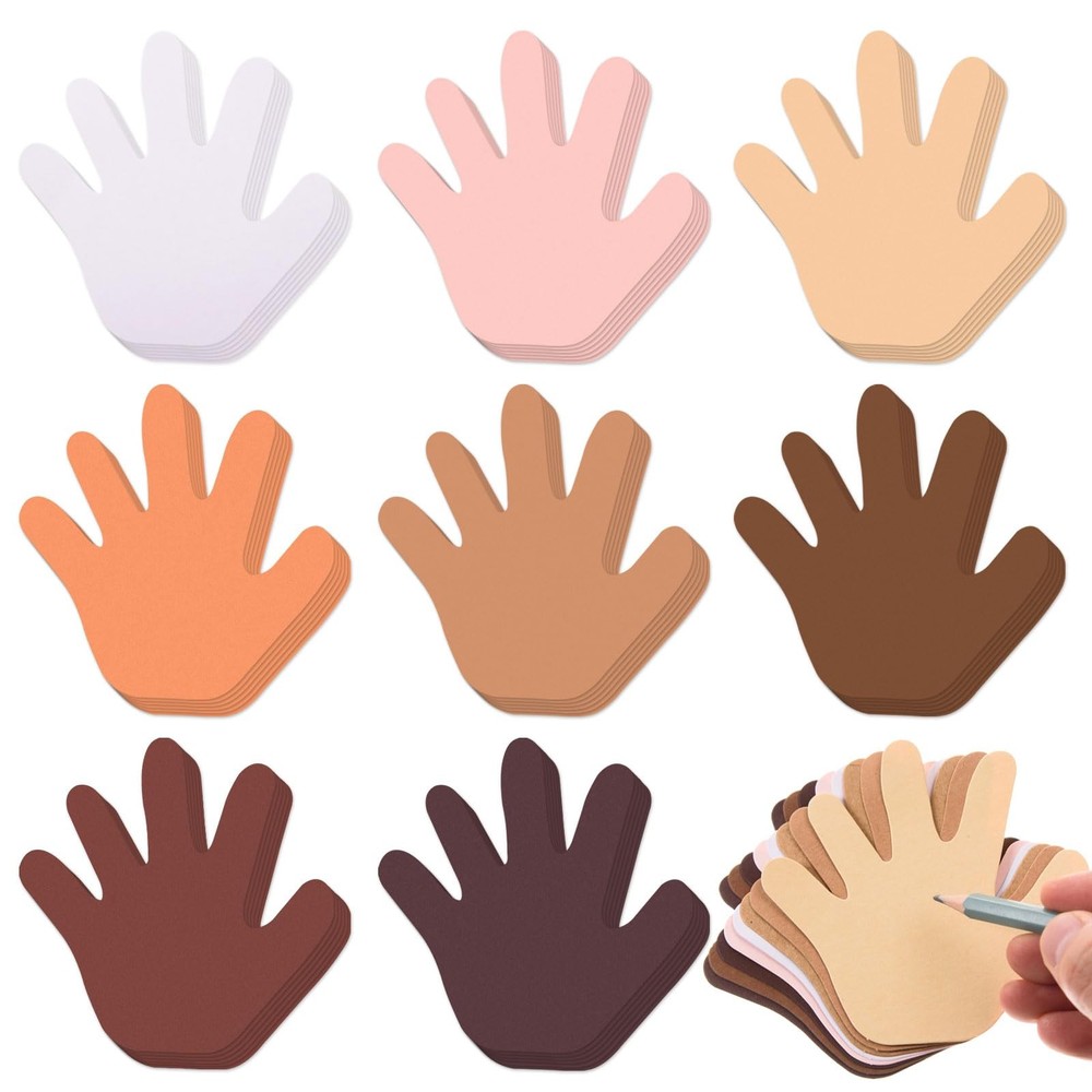 Paper Hand Cutouts Assorted Colors School Bulletin Board Decor Craft 200 PCS