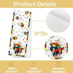 Puzzle Cube Table Runner Colorful Magic 3D Geometric Cube Retro Game Birthday