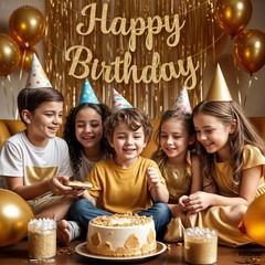, Glitter Gold Happy Birthday Banner – Pre-Strung 10 Feet, Happy Birthday Sig…