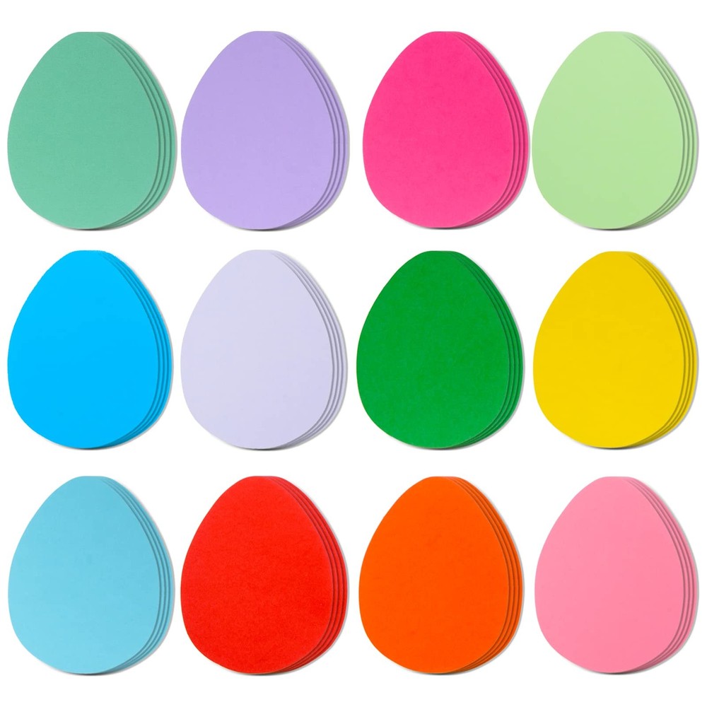 144 PCS 6 Inch Assorted Color Large Easter Egg Cutouts Paper Shape Decor
