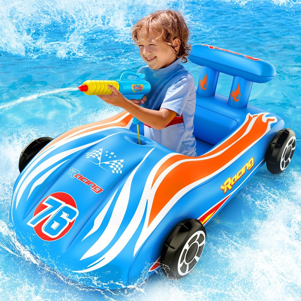 Inflatable Race Car Pool Float Water Gun Kids 48 Years Old Outdoor Summer