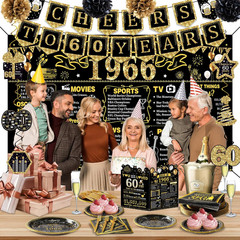 60Th Birthday Decorations for Men Women, 103 PCS Back in 1966 Decorations, Vinta