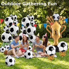 5 Pcs Soccer Balloons Party Decorations Set, Extra Large Trophy & World Cup Foil