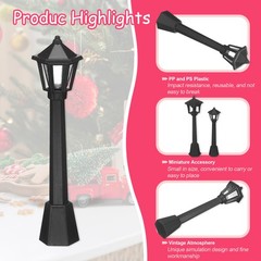 Miniature Street Light Model, 3.15″ H, Plastic Mini Street Lantern Black, 10pcs