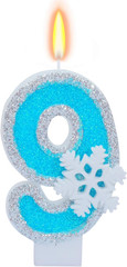 Blue Frozen Birthday Party Decorations, White Snowflake Number Candles 0-9, Kids