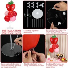 Strawberry Party Balloon Stand Kit – 2 Sets with Red & Pink Dot Foil Balloons, S