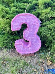 Bow Number Three Piñata Birthday Party Decoration Number 3 Party Supplies