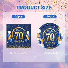 40PCS 70 th Birthday Decorations For Men Navy Blue and Gold Happy Birthday Pa…