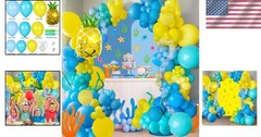 144 Piece Cartoon Sponge Party Decoration Kit – Easy Assembly for Celebrations