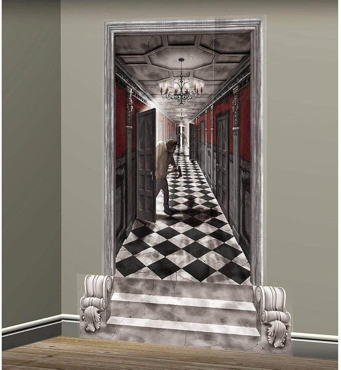 Amscan Plastic Gothic Mansion Long Hallway Scene Setters, 65″ x 33.5″, 2 Pcs