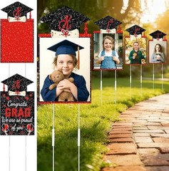 13Pcs 37″ Graduation Yard Signs Class of 2026 K-12 Lawn Stakes Outdoor Decor