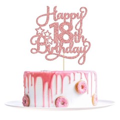 1 Pack Happy 18th Birthday Cake Topper Rose Gold Glitter 18 & Fabulous Cheers…