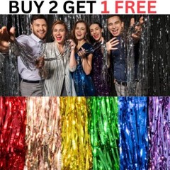 2M-3M FOIL FRINGE TINSEL SHIMMER CURTAIN DOOR WEDDING BIRTHDAY PARTY DECORATIONS