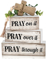 4 Pcs Christian Table Decor Wooden Cross Wooden Bible Verse Sign Inspirational R