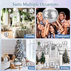 Inflatable Disco Ball Decor – 4 Set Large Beach Ball Hanging Mirror Party Suppli