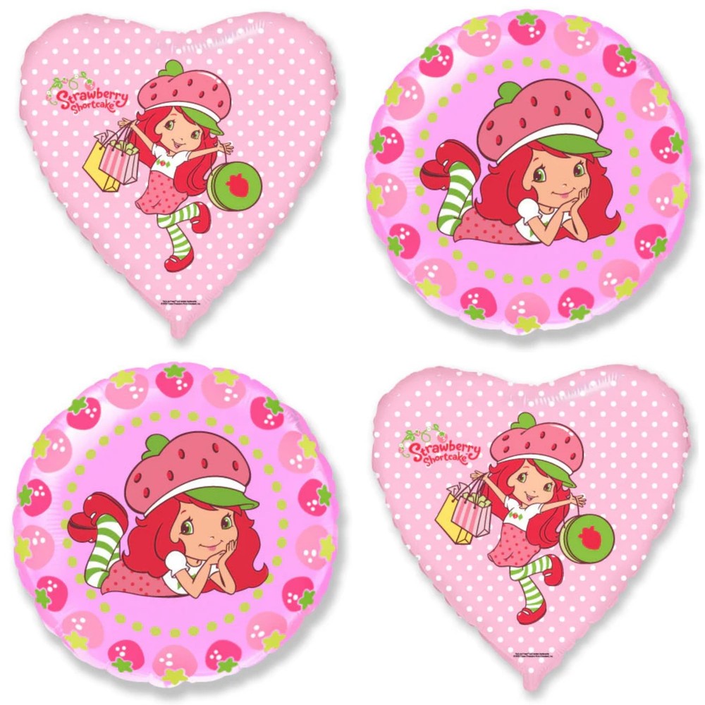 Strawberry Shortcake Party Balloons – Set Of 4 Girls Birthday Balloon Decorat…