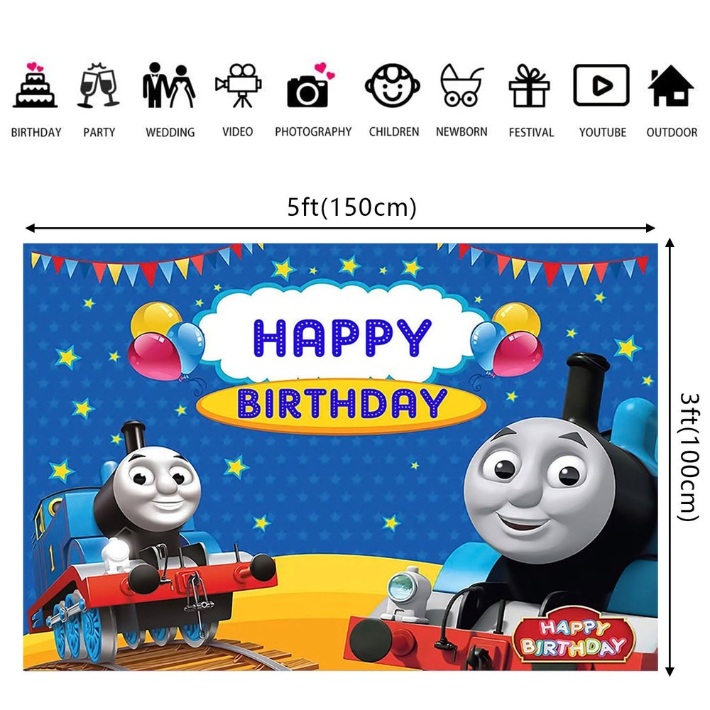 Thomas Train Party Decorations Backdrop Banner Poster Vinyl Birthday Gift