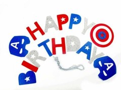Captain America Theme Marvel Superhero kids Birthday Party Letters Decor Banner