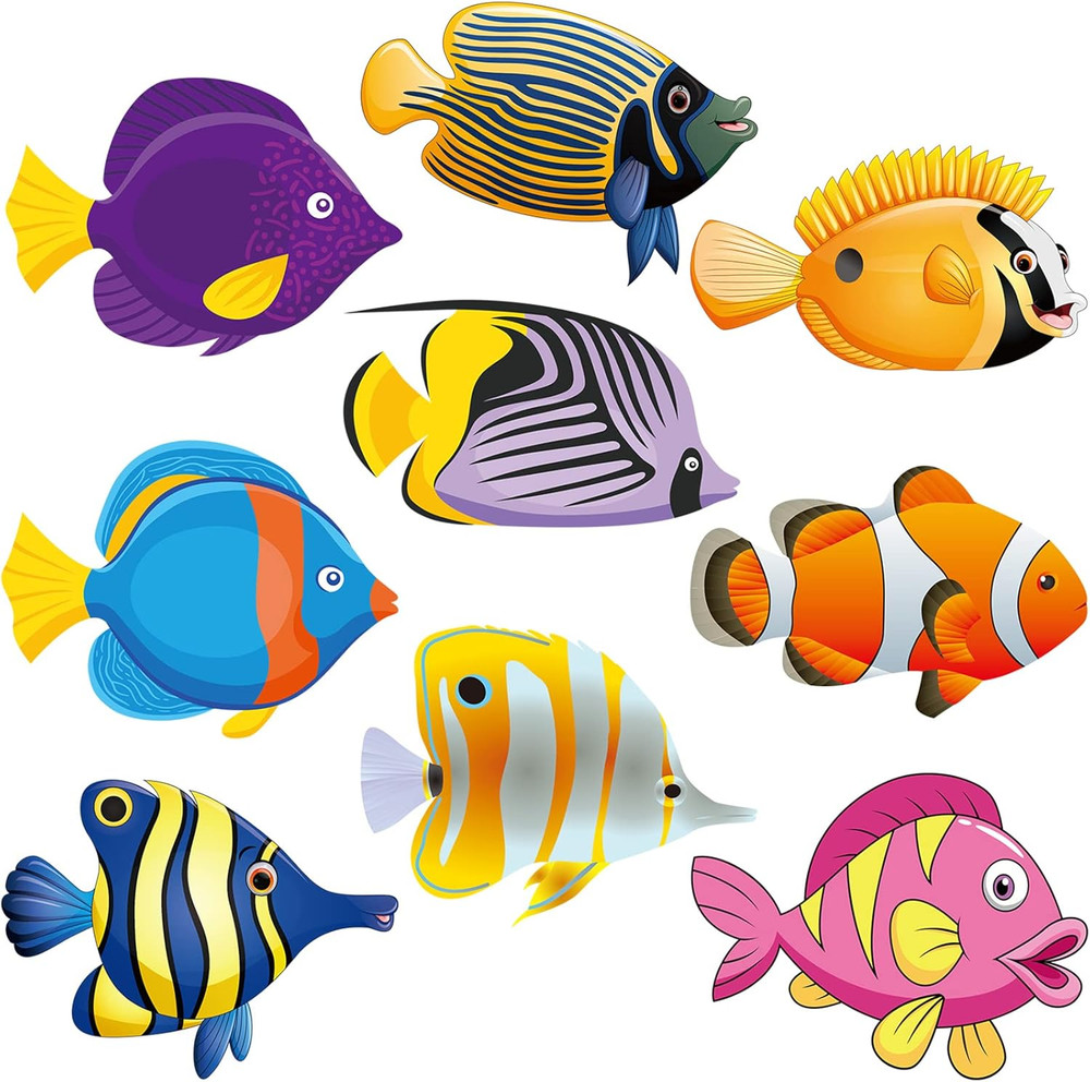 45 Pieces Tropical Fish Cutouts for Classroom Decor Colorful Ocean Animal Cutout