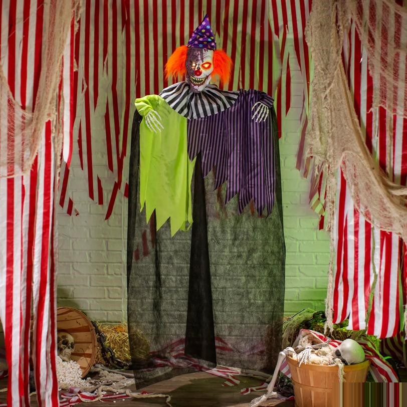 6 Ft. Light-Up Hanging Clown with Sound Halloween Decoration – Morris Costumes