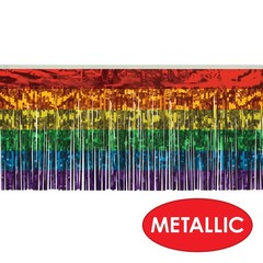 Beistle Rainbow Metallic Fringe Multi-Color 1-Ply Hanging Decorations For Pride