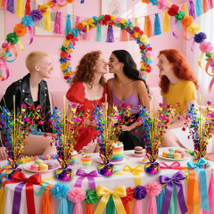 6 Pack Metallic Colorful Table Centerpiece Party Decoration Rainbow Theme Foil S