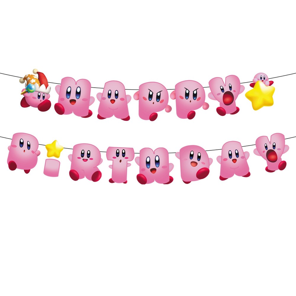 Kirby Birthday Party Decor Supplies Banner for Kids Gifts Decorations
