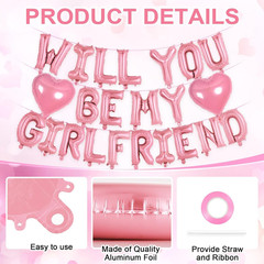 16 Inch Pink ‘WILL YOU BE MY GIRLFRIEND’ Balloons, Foil Proposal Confession