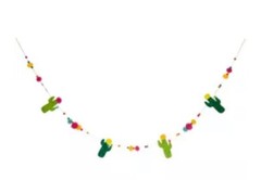 Cactus Pom Pom Garland Banner 72″ Cinco de Mayo room decor Southwest party