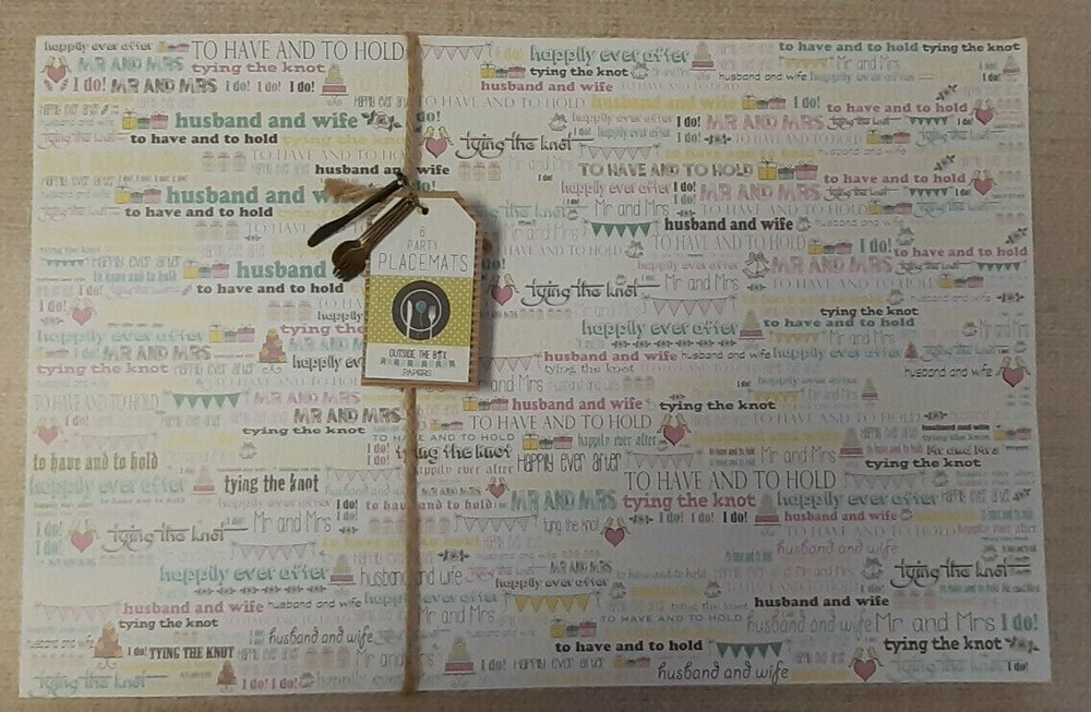 Outside the Box 8 Paper Placemats *Wedding/Tying the Knot/Mr. & Mrs. 11 x 17