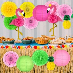 13PCS Hawaiian Party Decorations, Luau Party Decorations – Flamingo & Pineapple