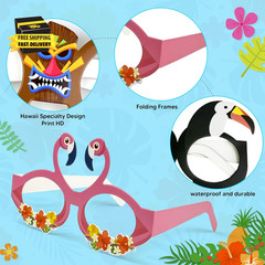 Luau Party Decorations – 12 PCS Hawaiian Theme Paper Eyeglasses for Tropical Bea