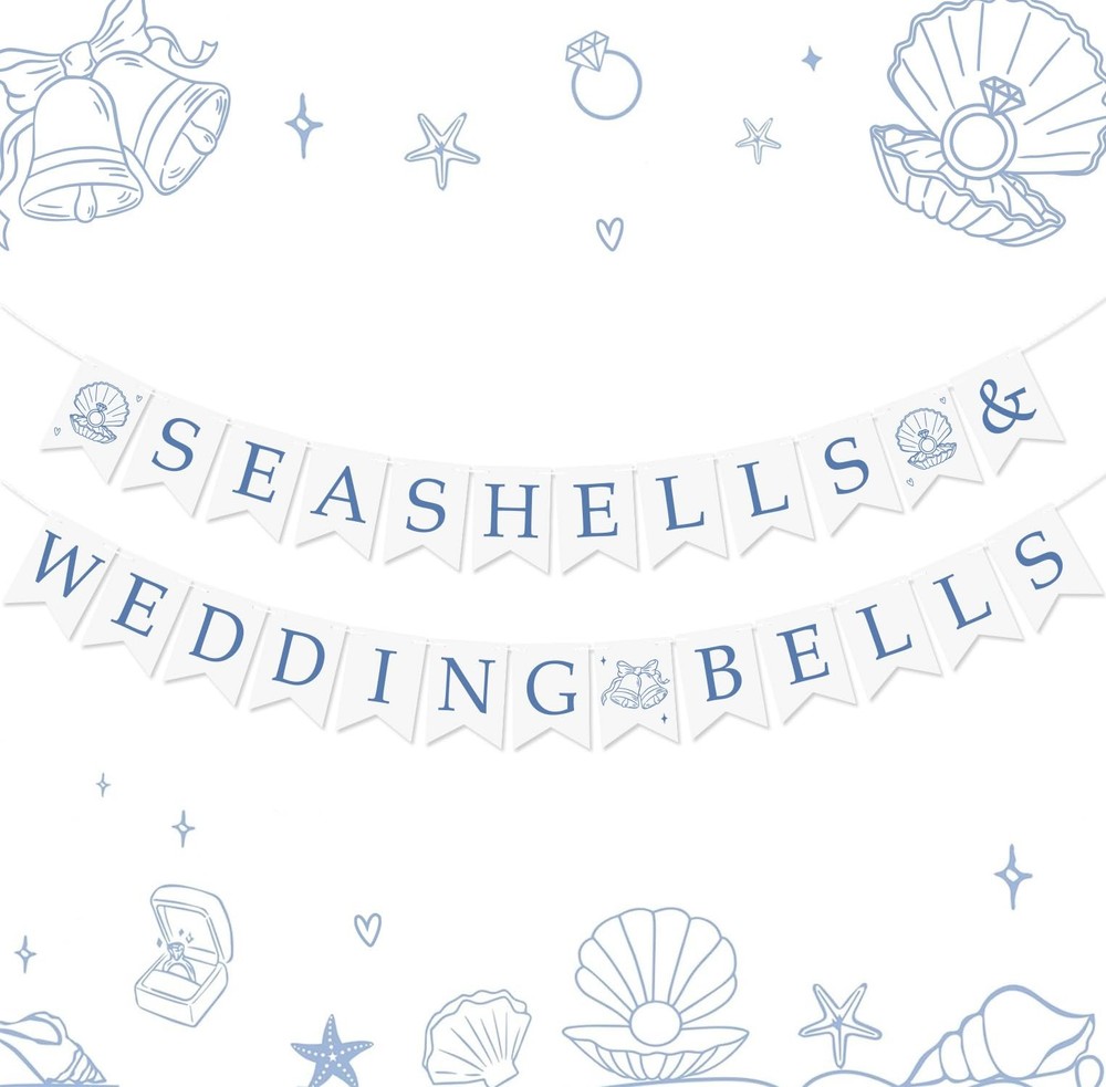 Seashells & Wedding Bells Banner for Coastal Bachelorette Party Last Toast On…