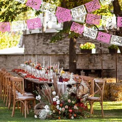 4 Pack 59 ft Mexican Papel Picado Banner Plastic Mexican Talavera Party Fiest…