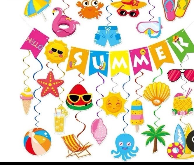 Summer Party Decorations – 61 Pcs Beach Pool Party Decorations Hello Summer Bann