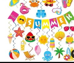 Summer Party Decorations – 61 Pcs Beach Pool Party Decorations Hello Summer Bann